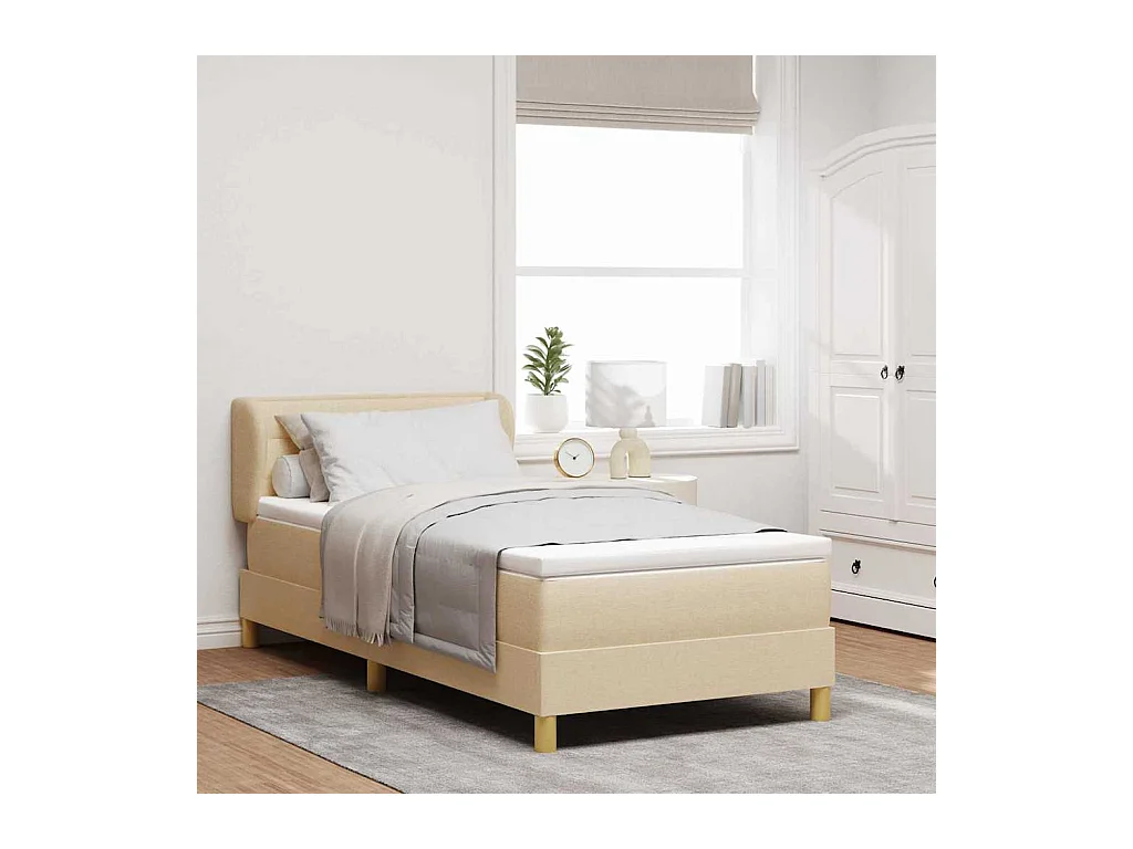 Cama con somier y colchón Crema 90x200 cm Fabric Crema