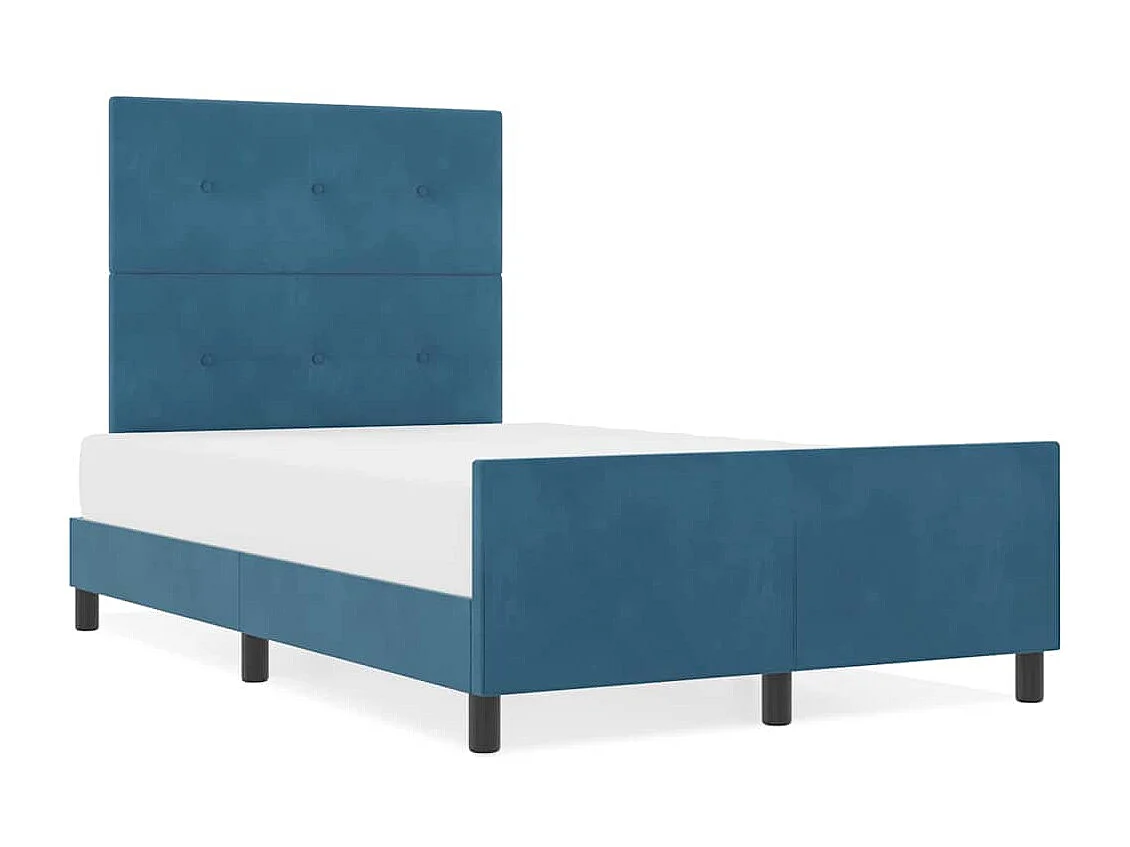 Cadre de lit avec tête de lit Bleu foncé 120 x 190 cm Velours