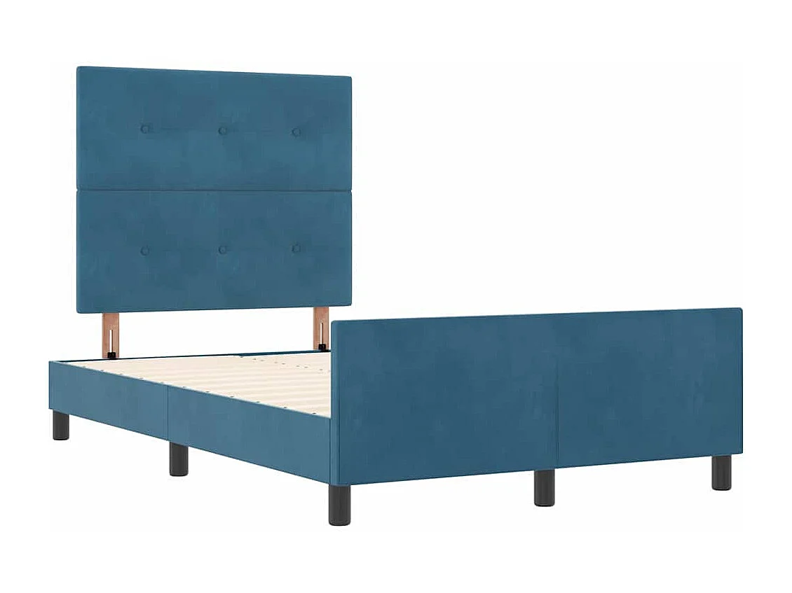 Cadre de lit avec tête de lit Bleu foncé 120 x 190 cm Velours