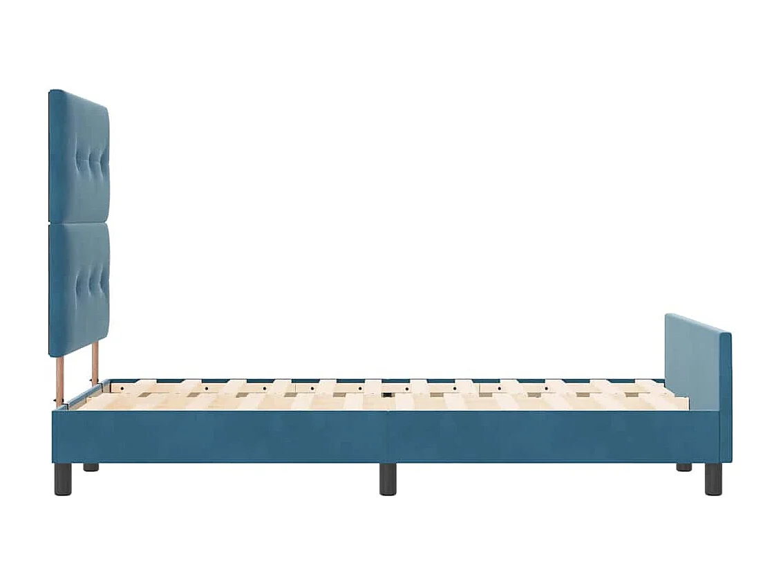 Cadre de lit avec tête de lit Bleu foncé 120 x 190 cm Velours