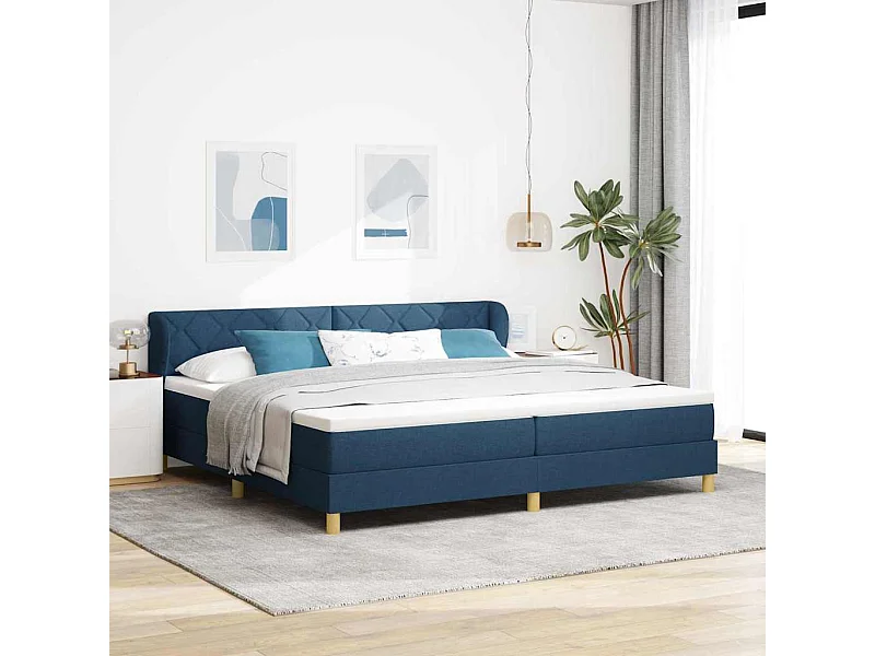 Boxspringbed met Matras Crème 90x200 cm Stof Blauw 200 x 200 cm