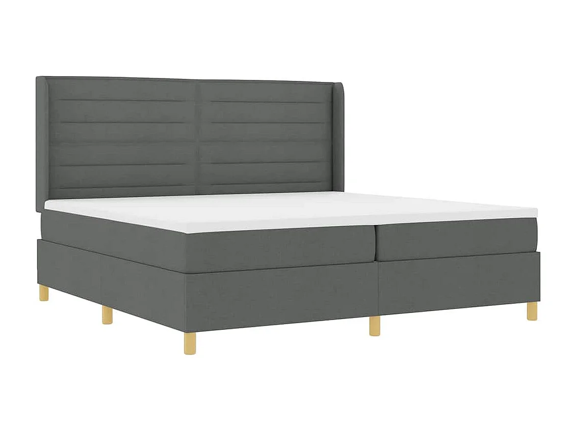 Cadre de lit avec matelas Gris foncé 200 x 200 cm tissu