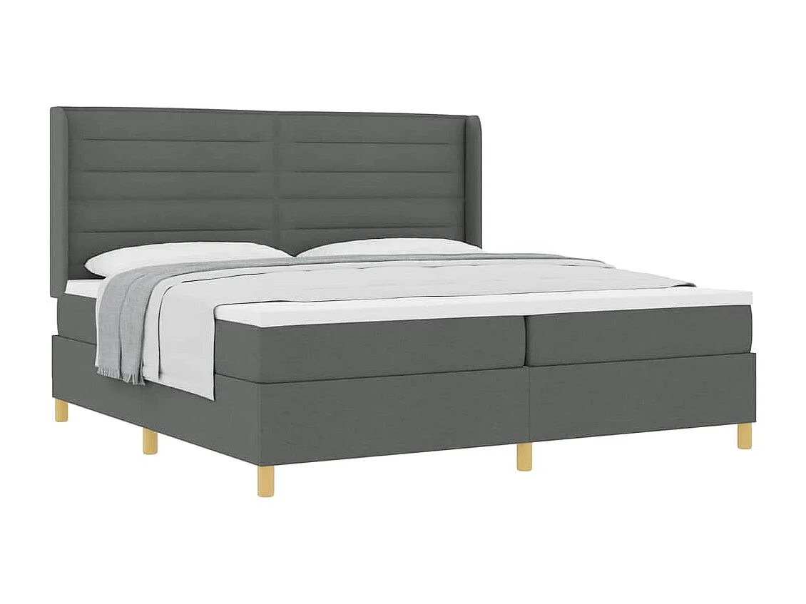 Cadre de lit avec matelas Gris foncé 200 x 200 cm tissu