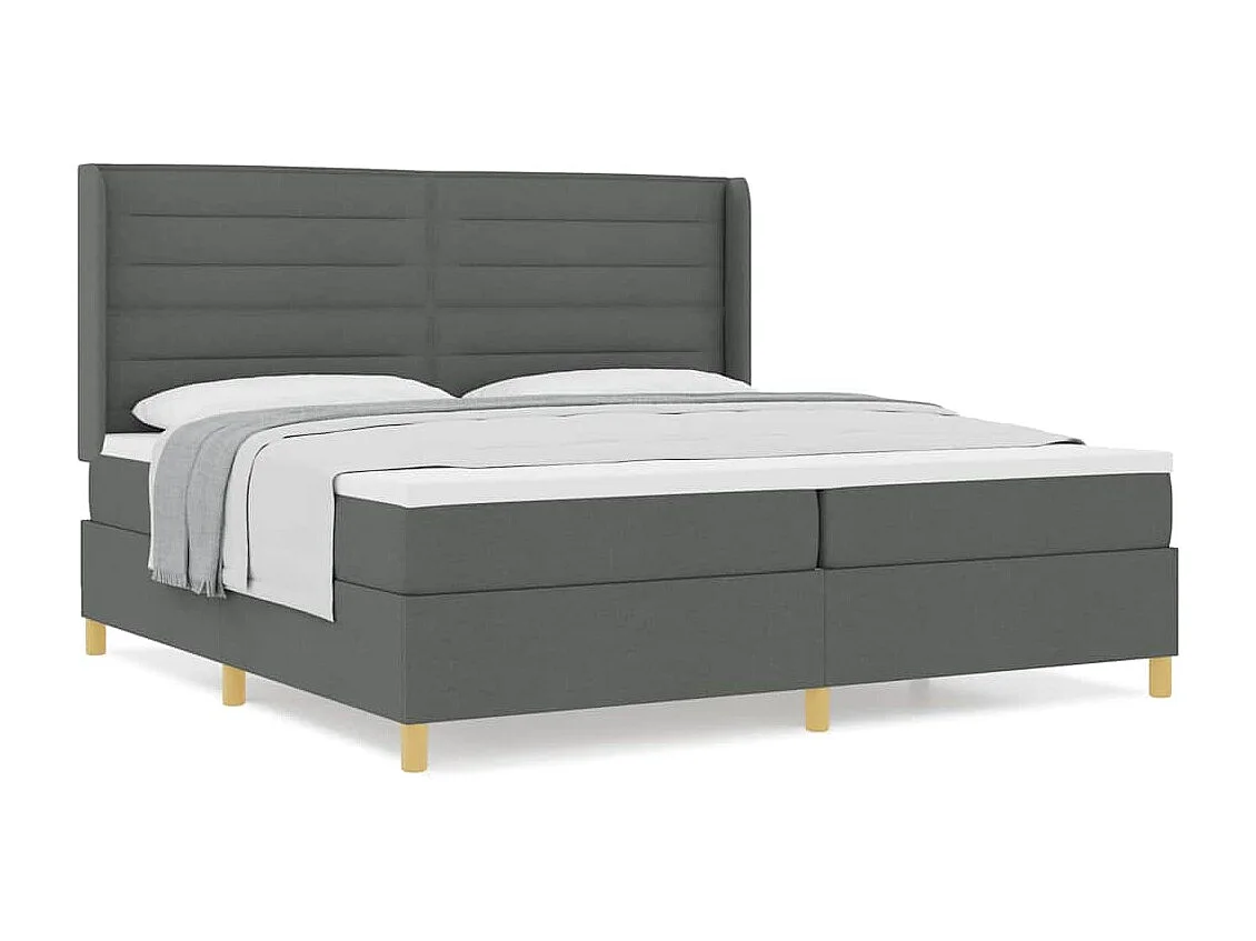 Cadre de lit avec matelas Gris foncé 200 x 200 cm tissu