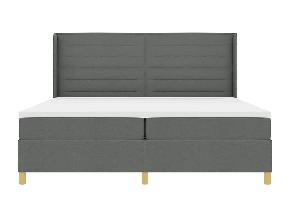 Cadre de lit avec matelas Gris foncé 200 x 200 cm tissu