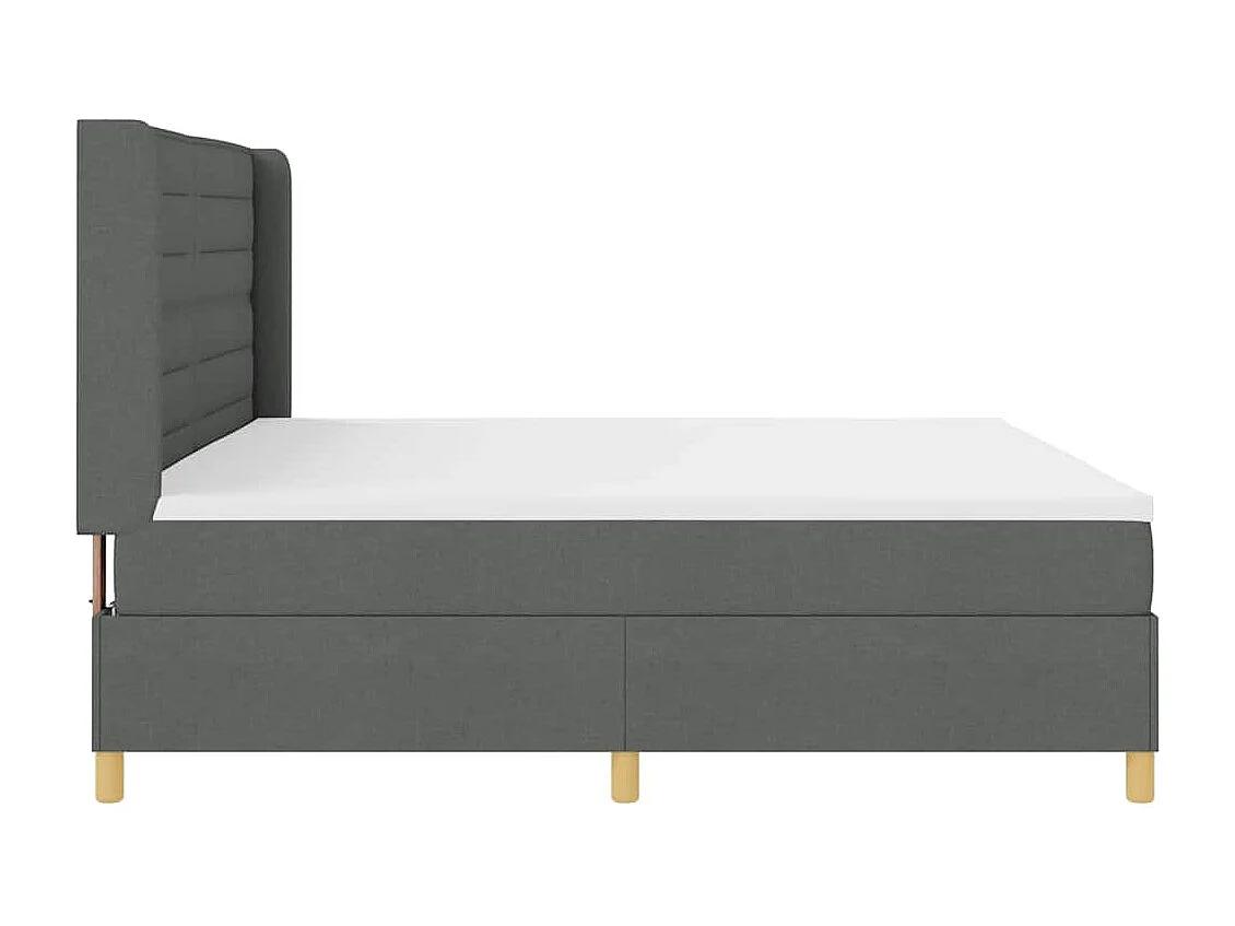 Cadre de lit avec matelas Gris foncé 200 x 200 cm tissu