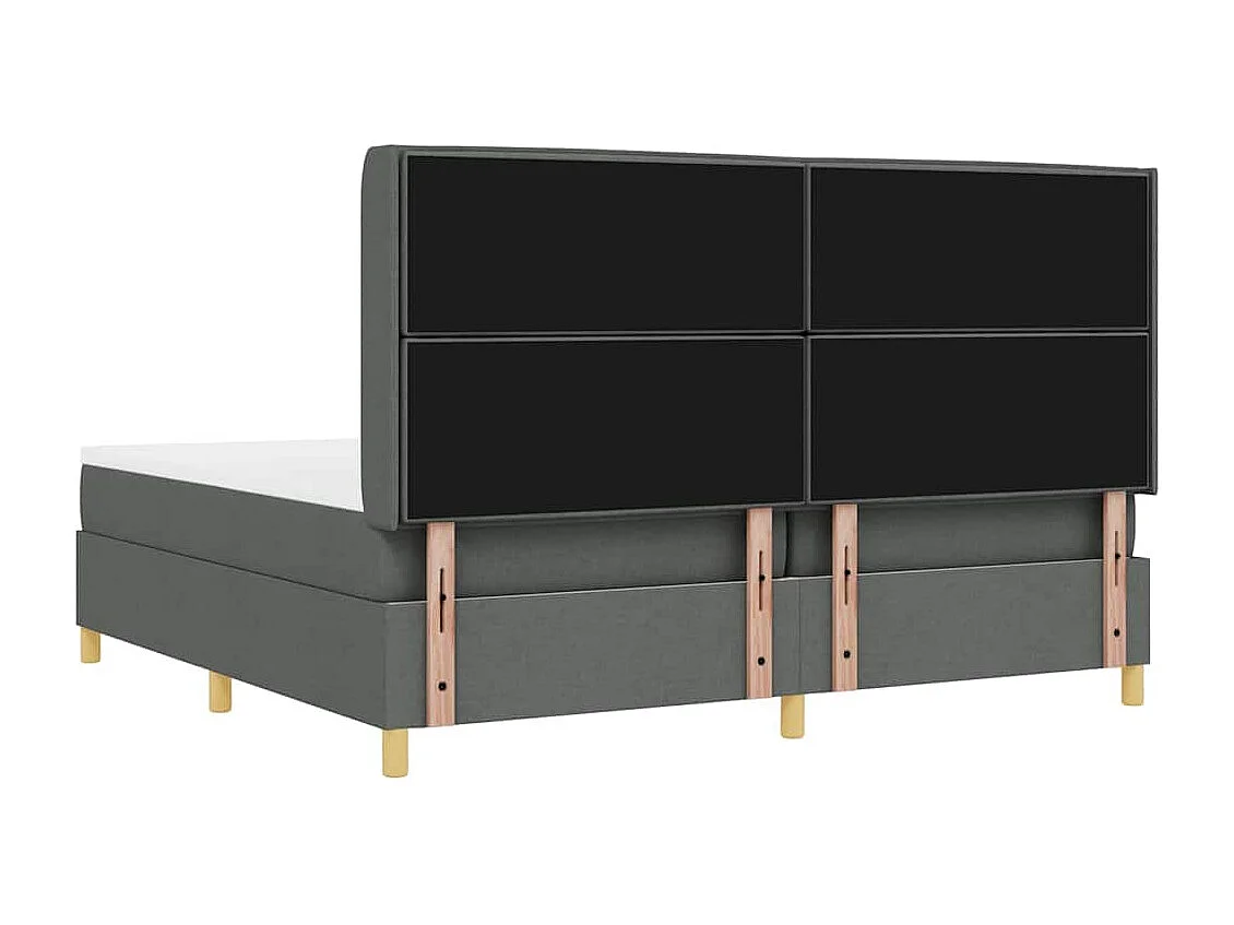 Cadre de lit avec matelas Gris foncé 200 x 200 cm tissu