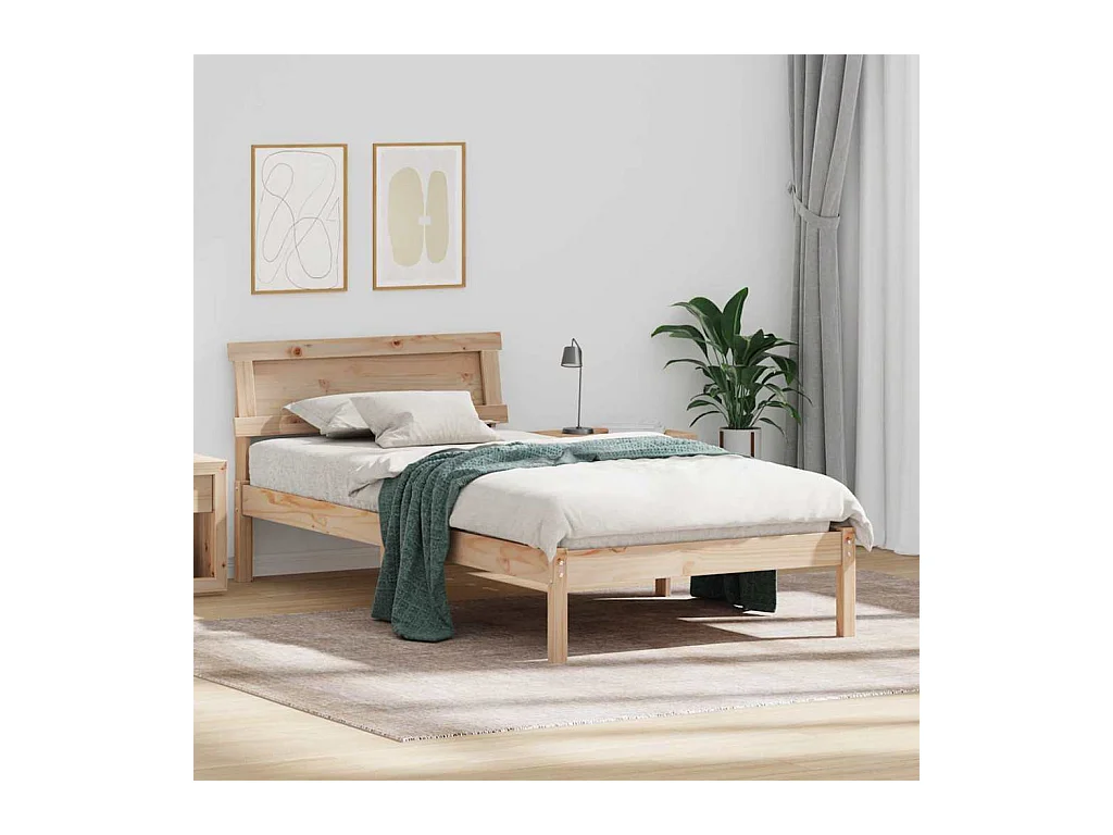 Bedframe met hoofdeinde Bruin 100 x 200 cm Massief grenenhout