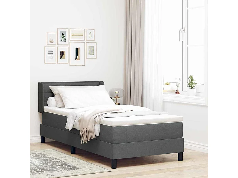 Cadre de lit avec matelas avec matelas Gris foncé 90 x 200 cm