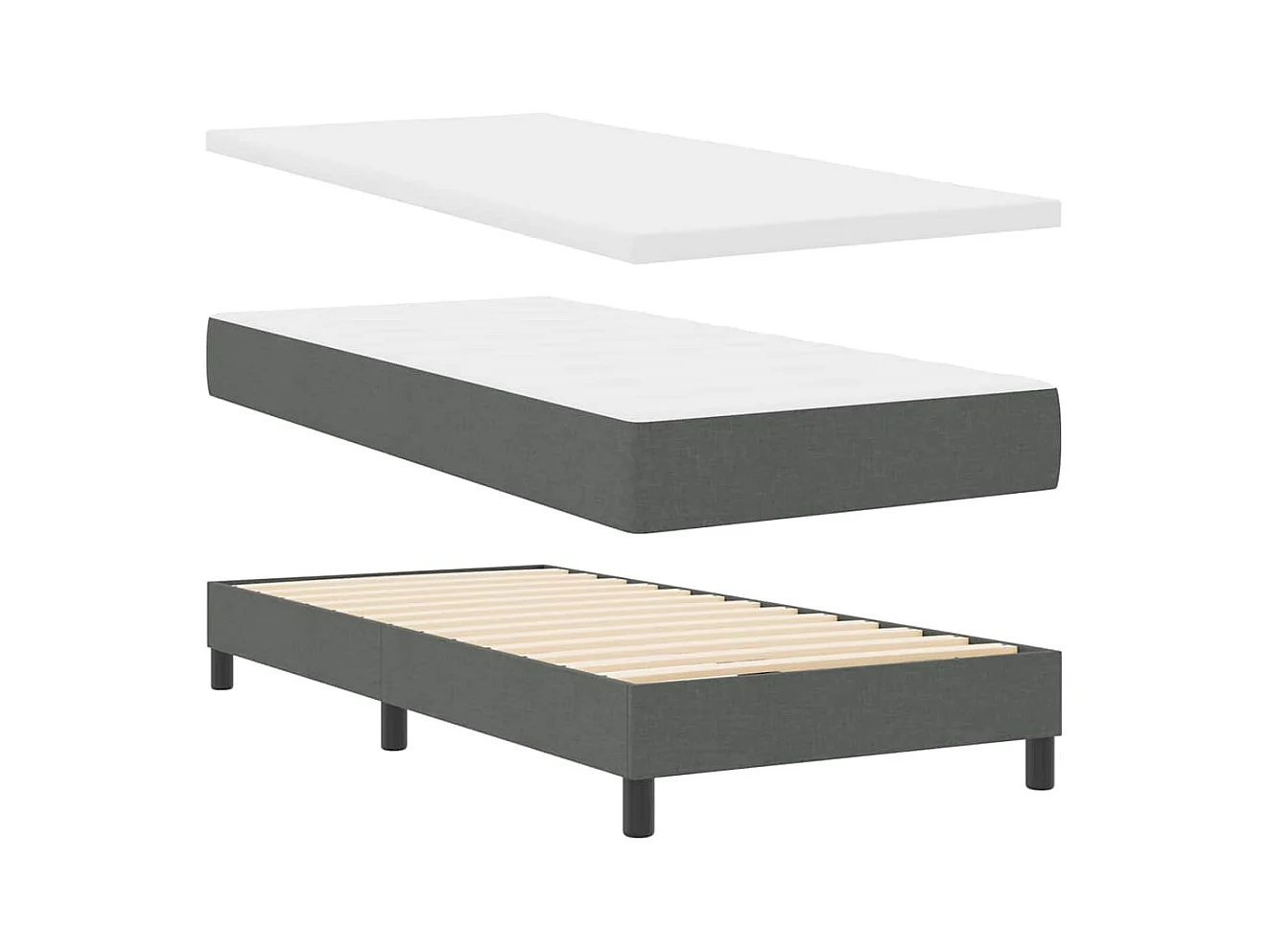 Cadre de lit avec matelas avec matelas Gris foncé 90 x 200 cm