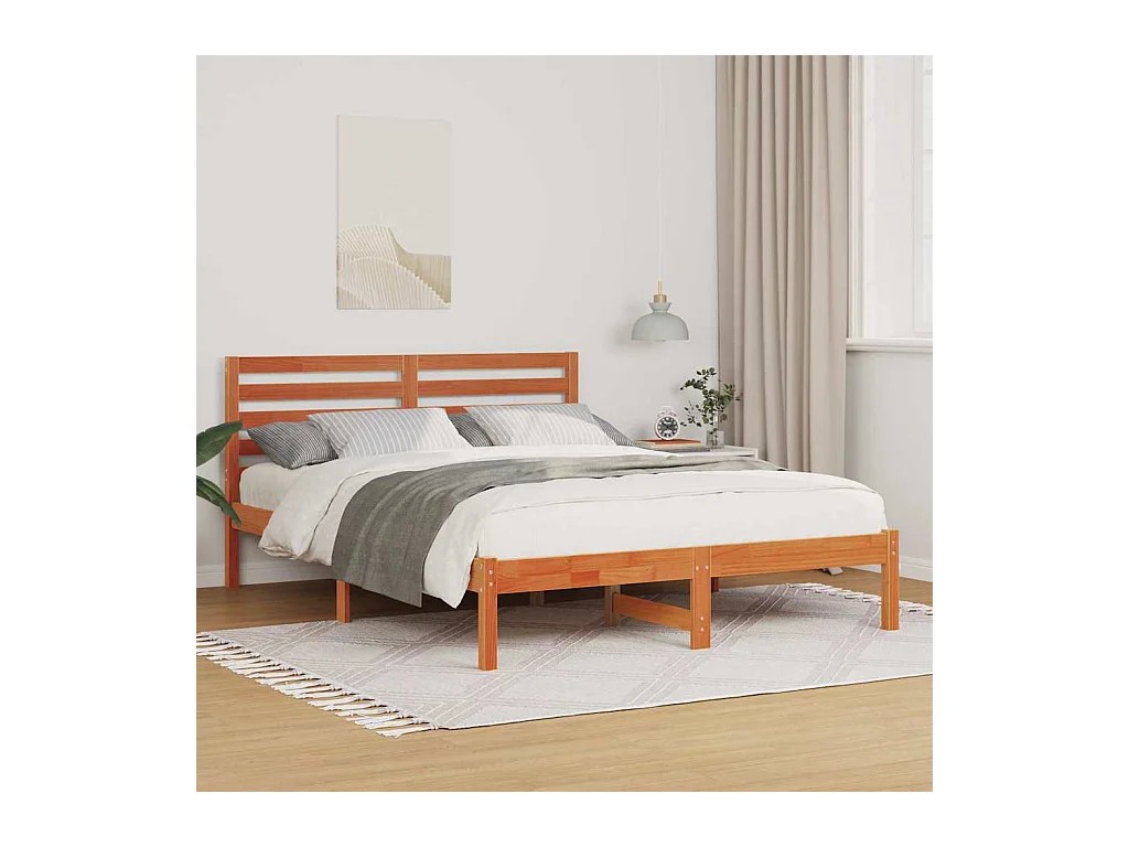 Cadre de lit Marron cire 140 x 190 cm Bois massif en pin