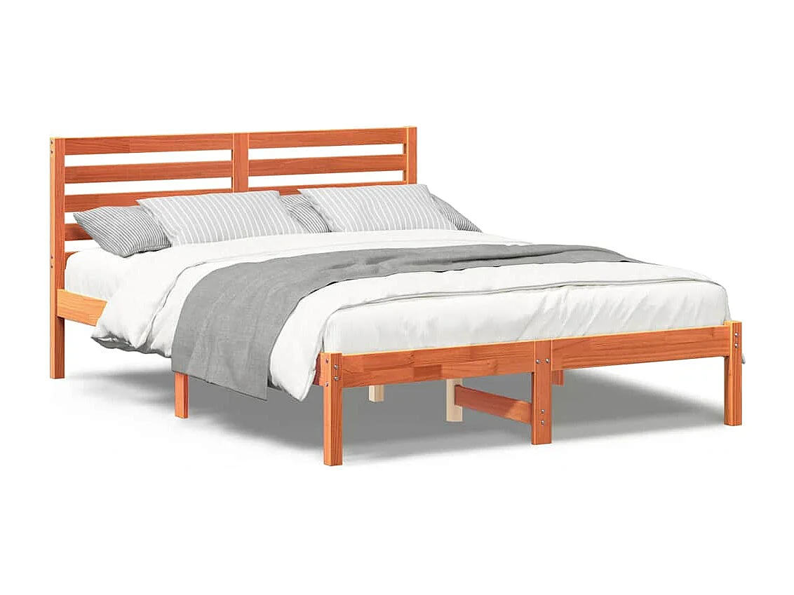 Cadre de lit Marron cire 140 x 190 cm Bois massif en pin