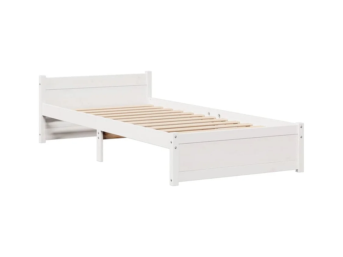 Cadre de lit avec tête de lit sans matelas blanc 100x200 cm