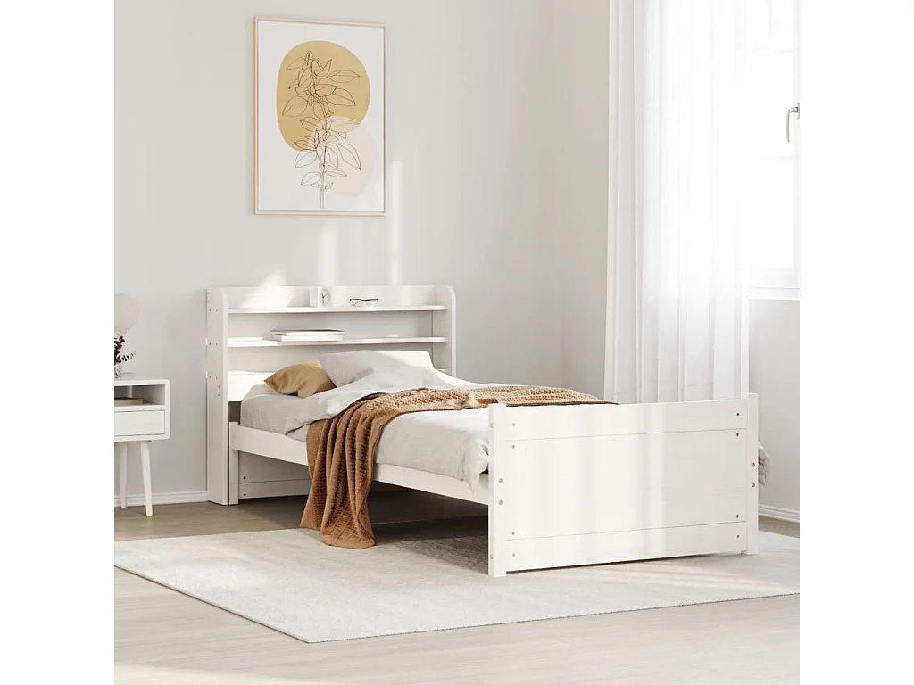 Estrutura de cama c/ cabeceira sem colchão 100x200 cm branco