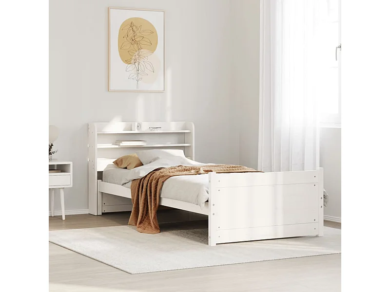 Estrutura de cama c/ cabeceira sem colchão 100x200 cm branco