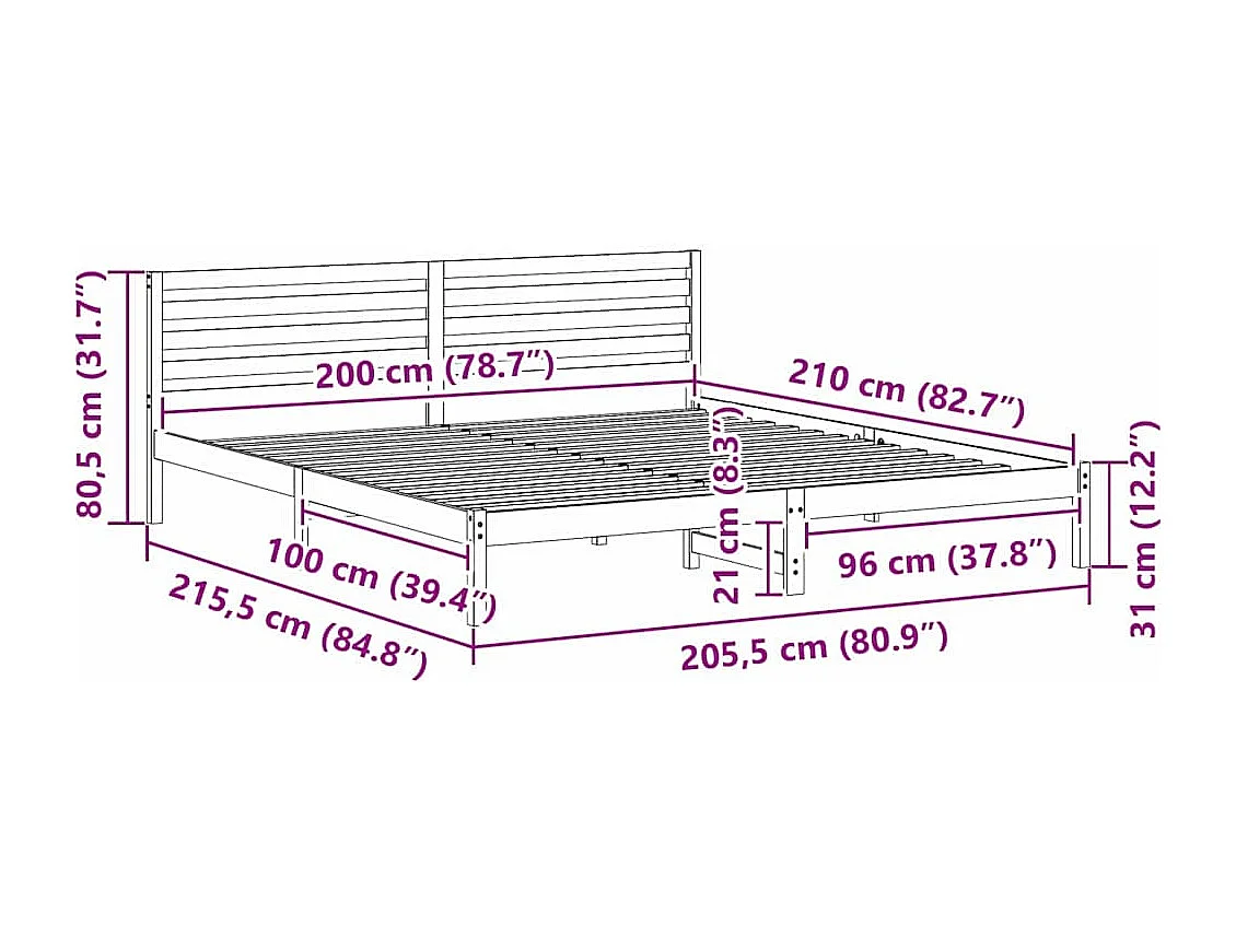 Estructura de cama con cabecera Marrón cera 200 x 210 cm
