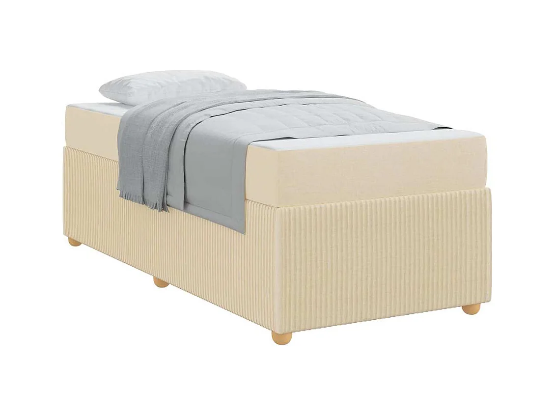 Cadre de lit avec matelas avec matelas Crème 100 x 200 cm tissu