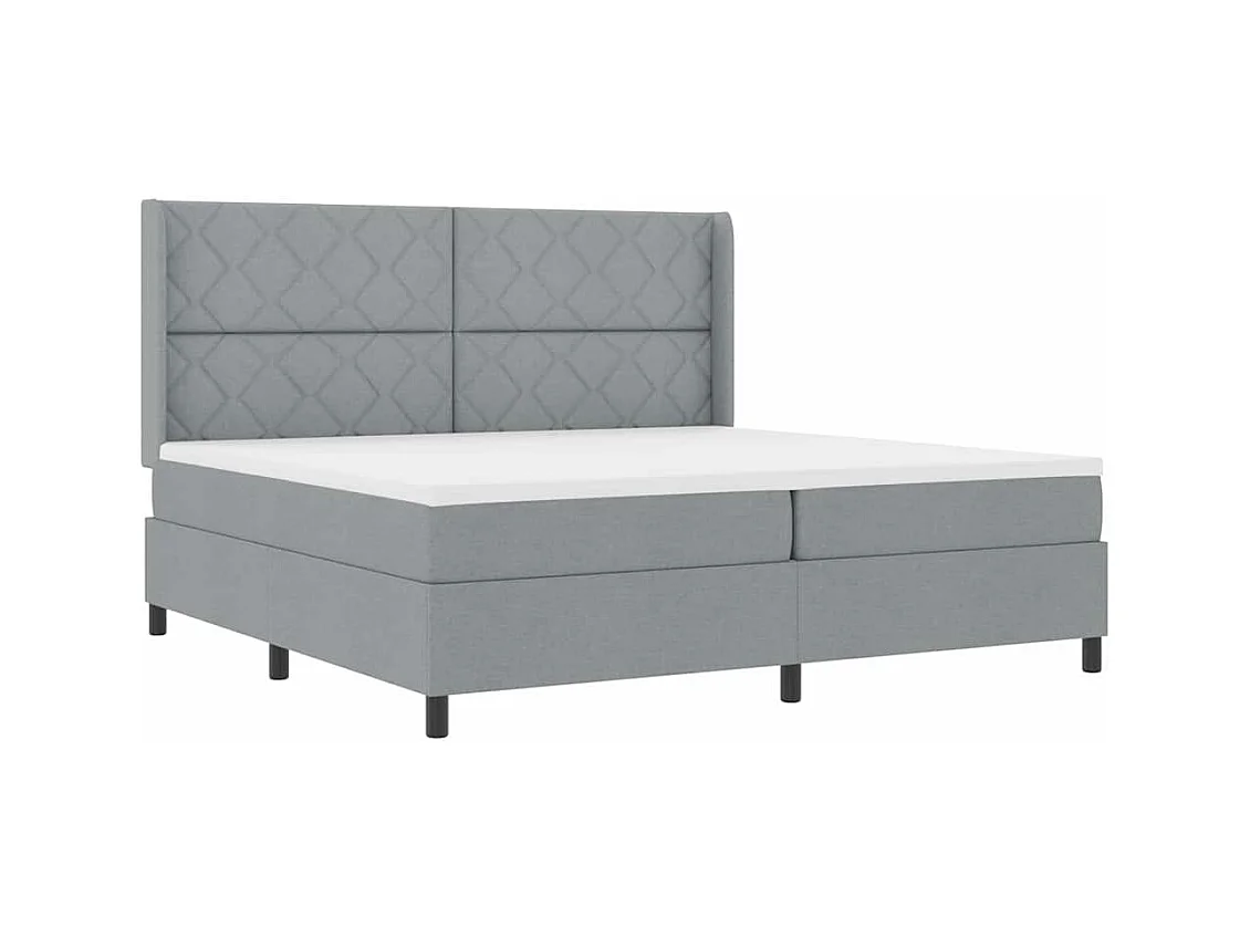 Cadre de lit avec matelas Gris clair 200 x 200 cm tissu
