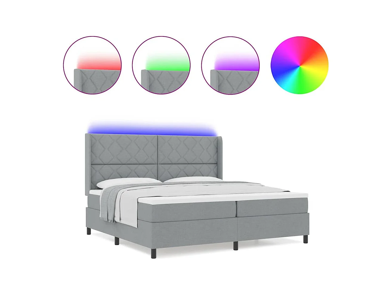 Cadre de lit avec matelas Gris clair 200 x 200 cm tissu