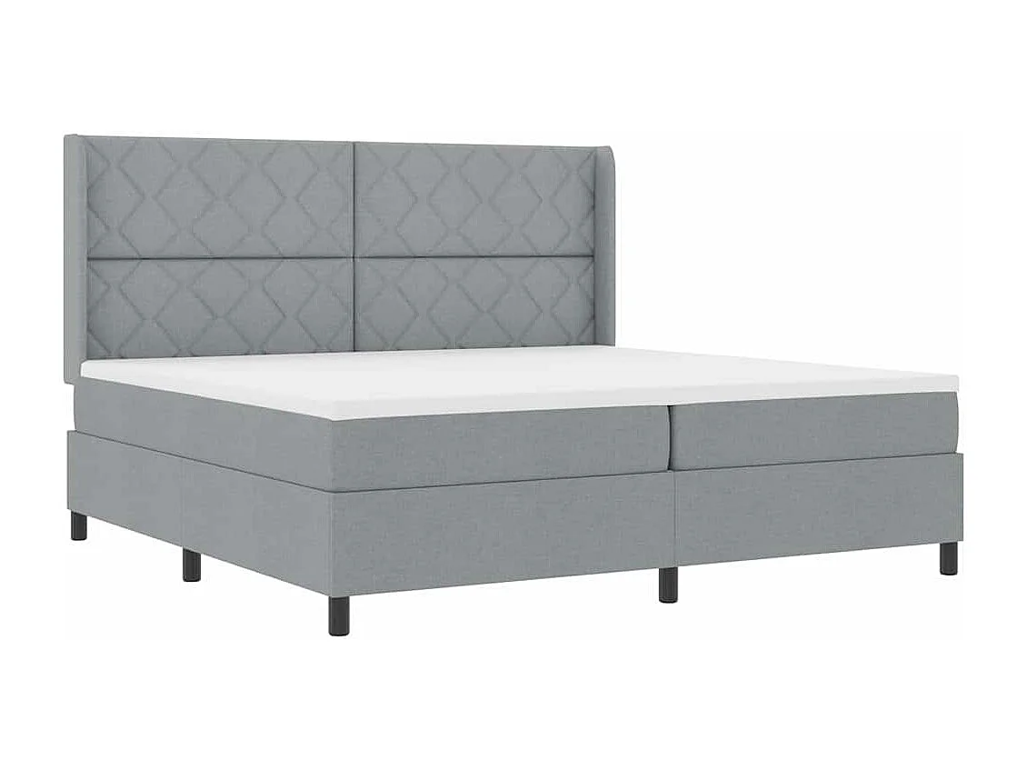 Cama tipo Box Spring con colchón Gris claro 200 x 200 cm tela