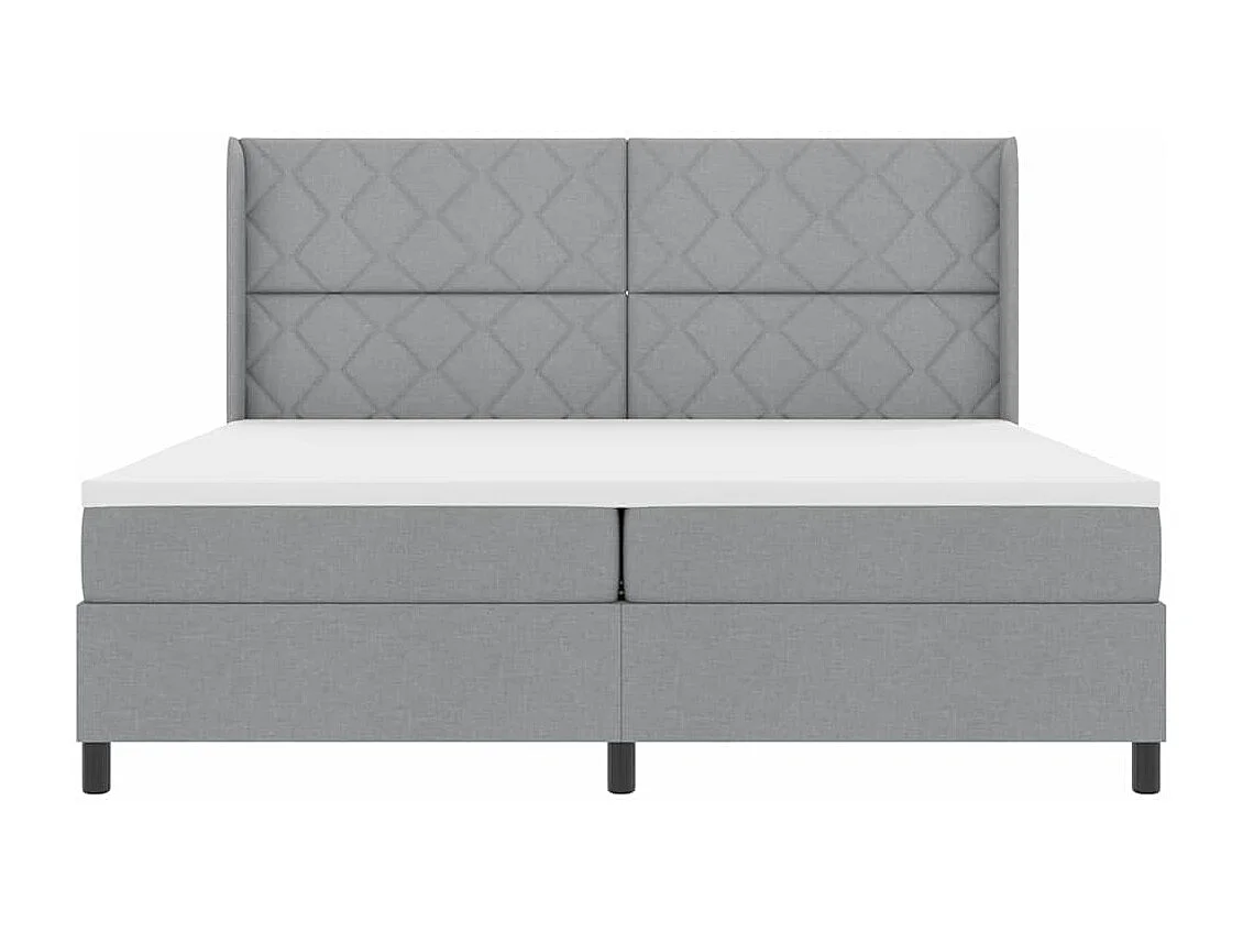 Cama tipo Box Spring con colchón Gris claro 200 x 200 cm tela