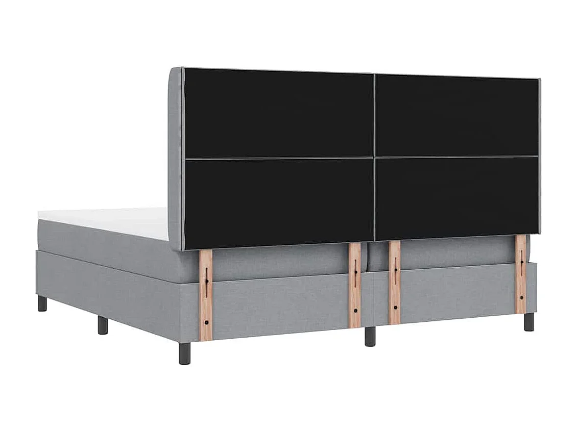 Cama tipo Box Spring con colchón Gris claro 200 x 200 cm tela