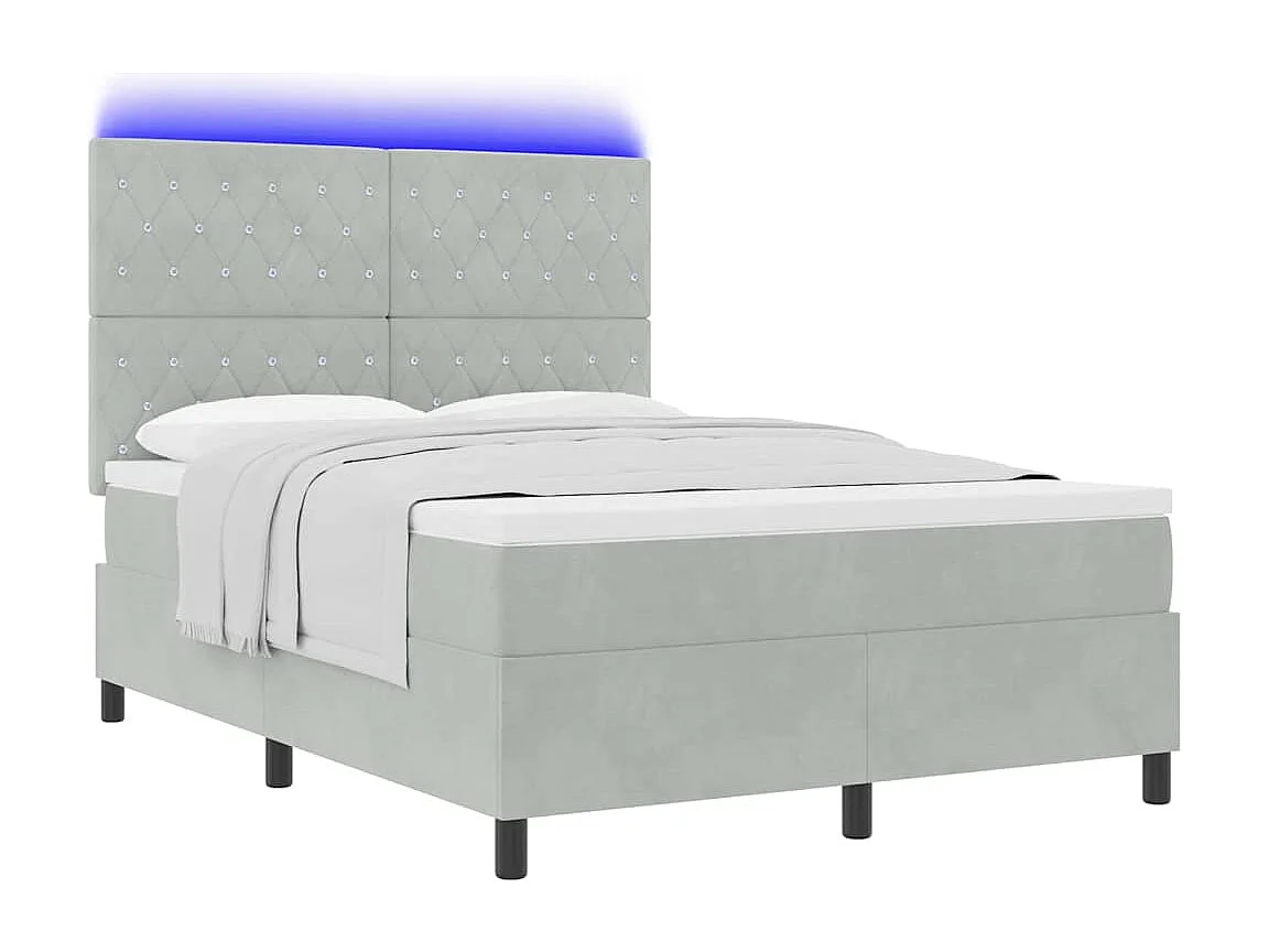 Cadre de lit avec matelas Gris clair 140 x 200 cm Velours