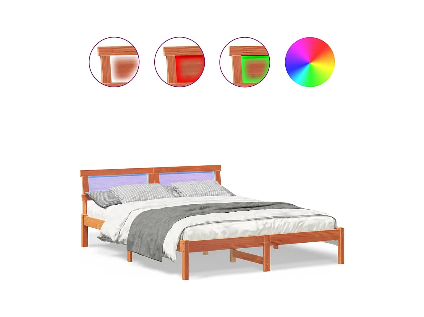 Cadre de lit Marron cire 150 x 200 cm Bois massif en pin