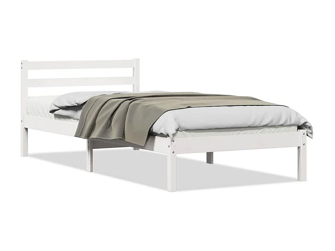 Cadre de lit Blanc 210 x 80 cm Bois massif en pin