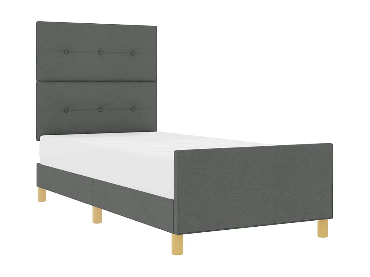 Estructura de cama con cabecera Gris oscuro 90 x 190 cm tela