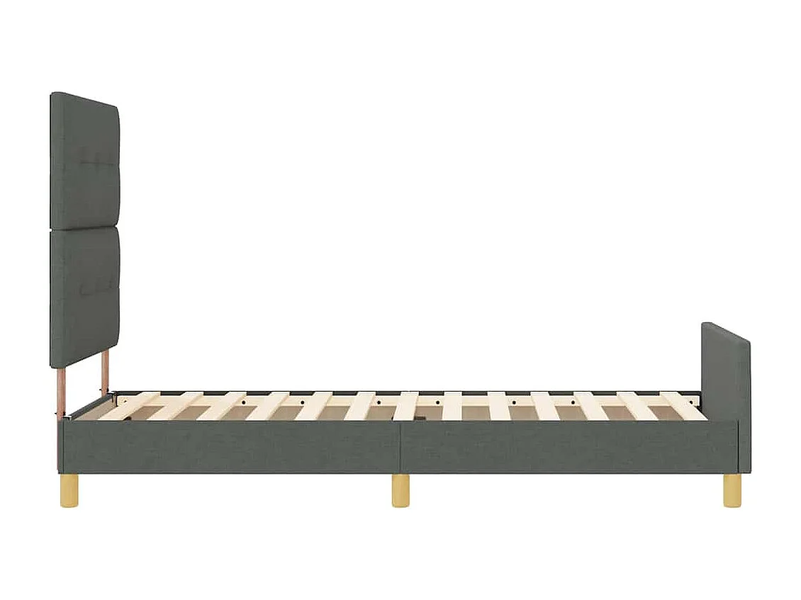 Estructura de cama con cabecera Gris oscuro 90 x 190 cm tela