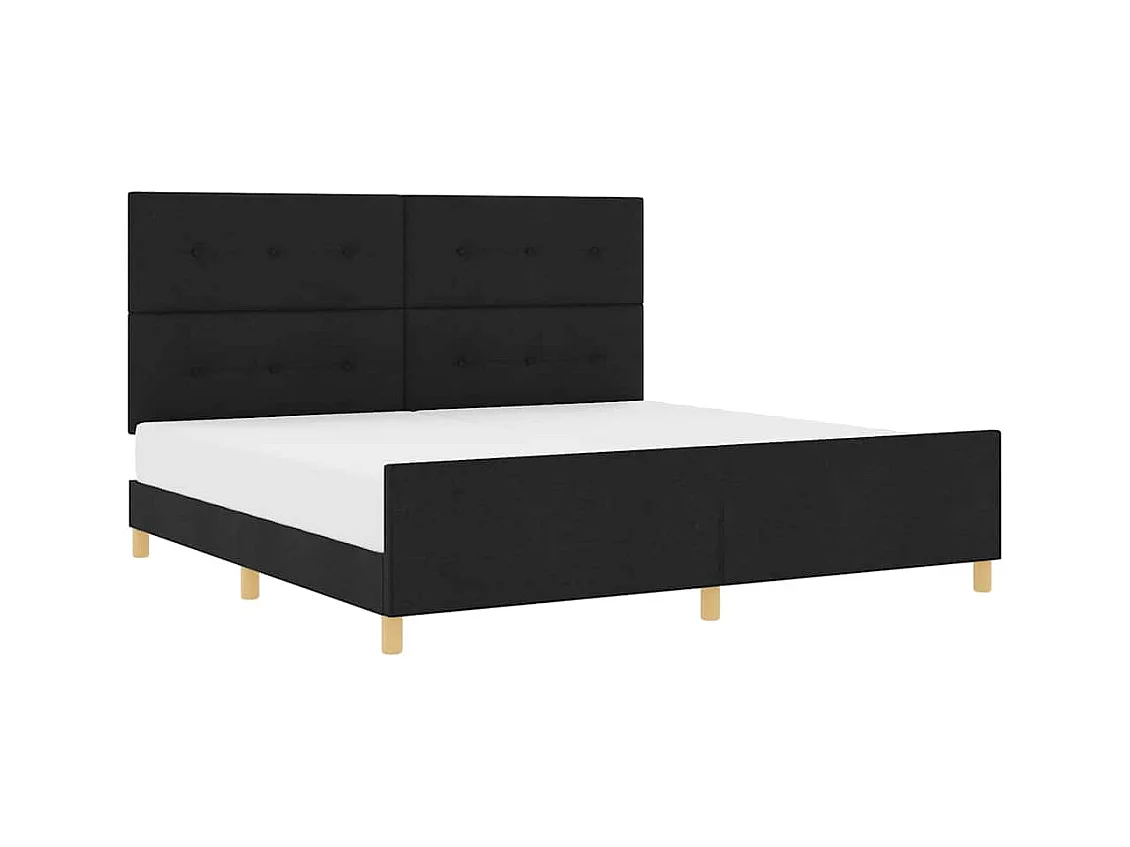 Cadre de lit avec tête de lit Noir 200 x 200 cm tissu