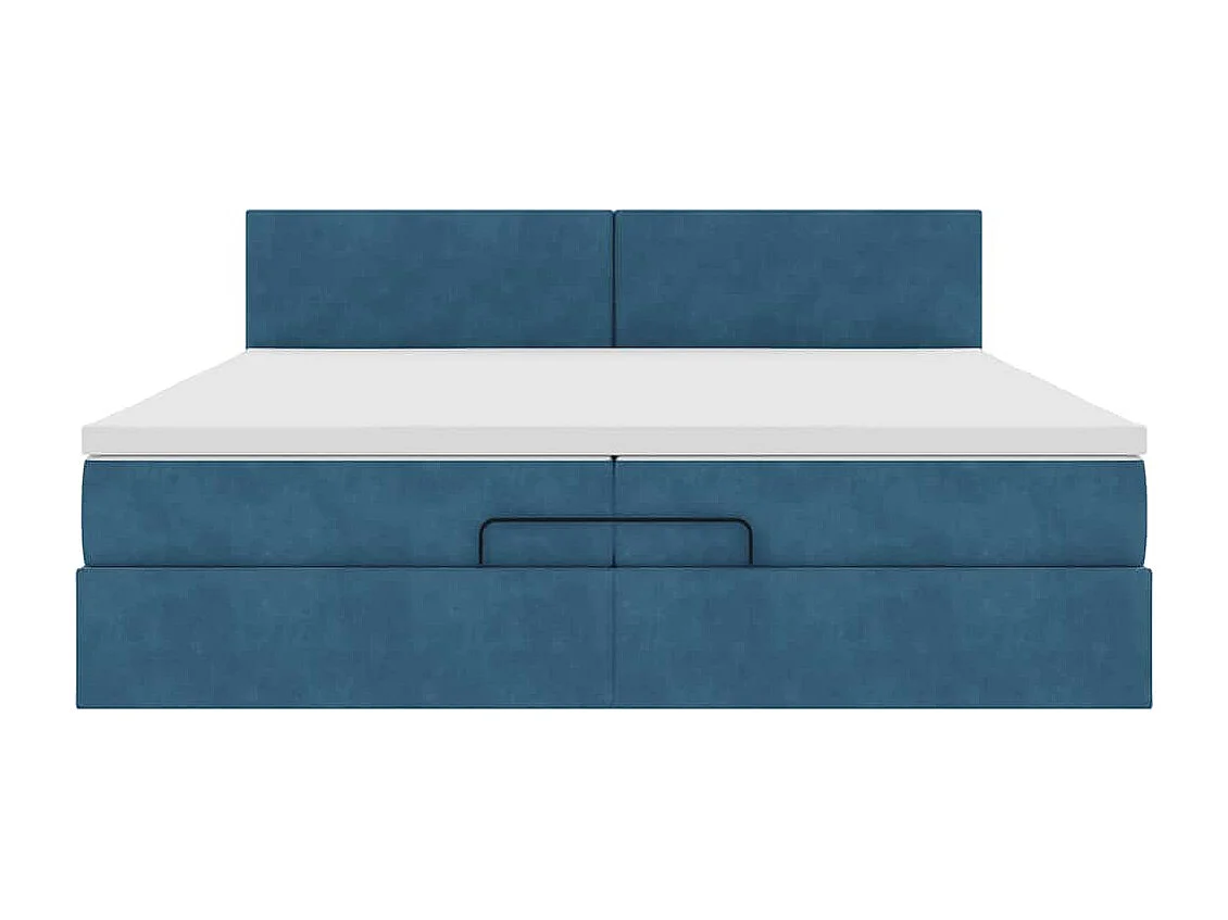 Cadre de lit ottoman avec matelas bleu foncé 200x200 cm velours