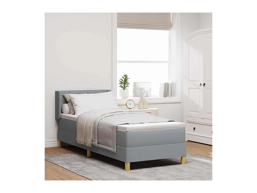 Cama com Estrado com colchão Cinzento-claro 80 x 200 cm tecido