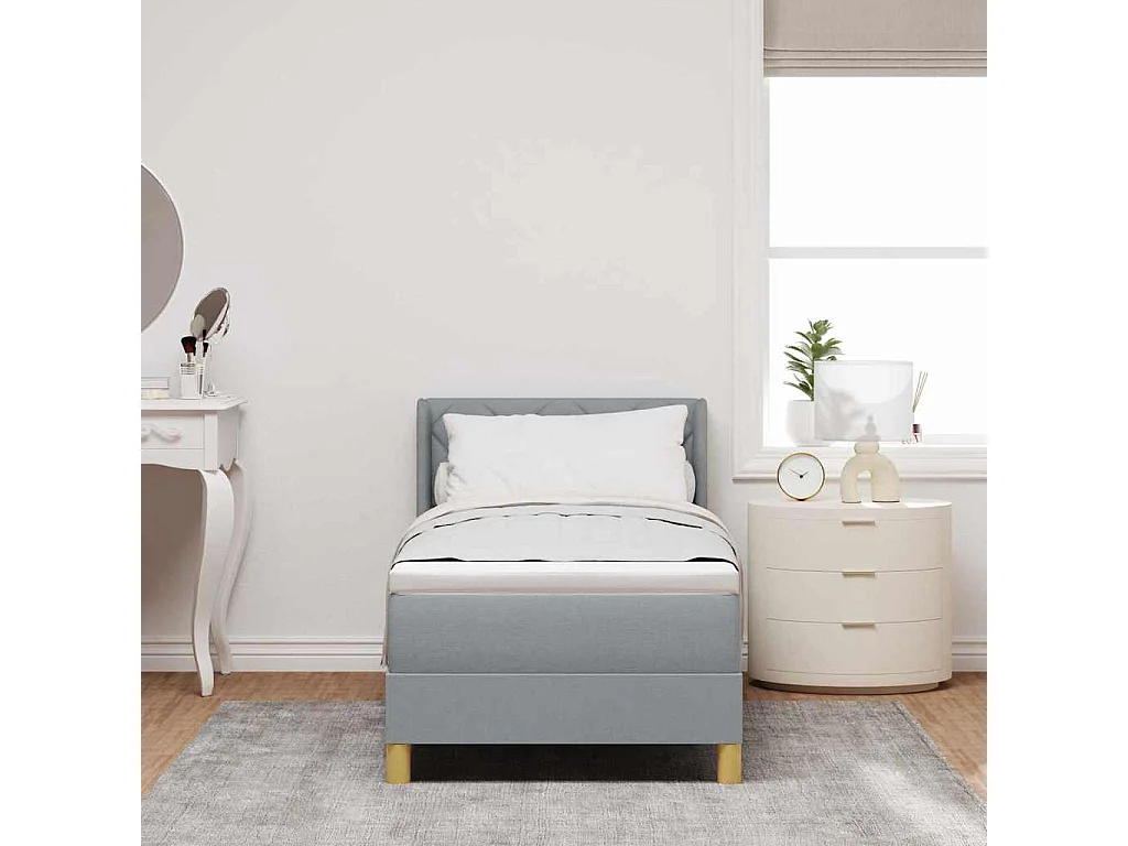 Cama con Somier con colchón Gris claro 80 x 200 cm tela