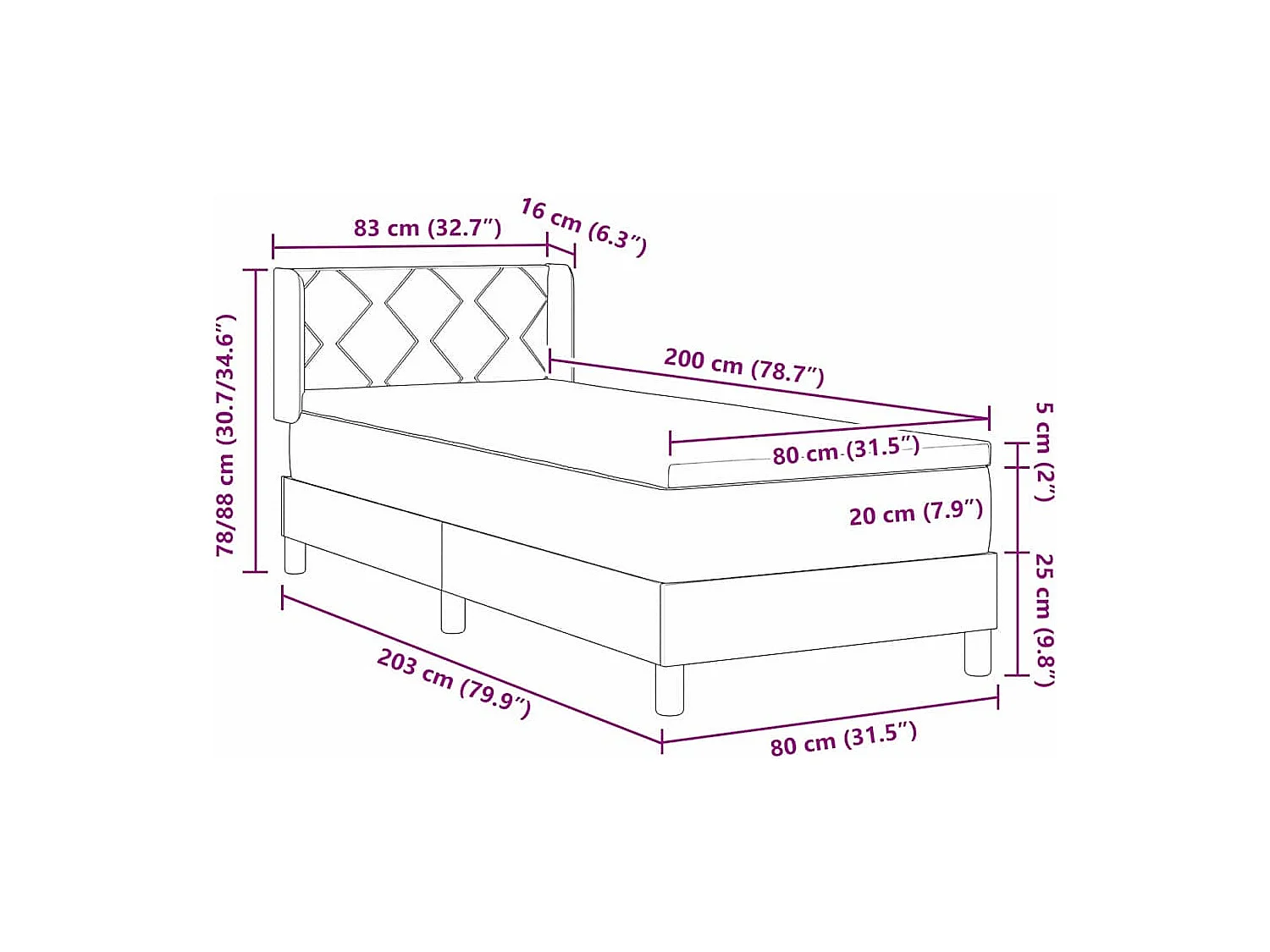 Cama con Somier con colchón Gris claro 80 x 200 cm tela