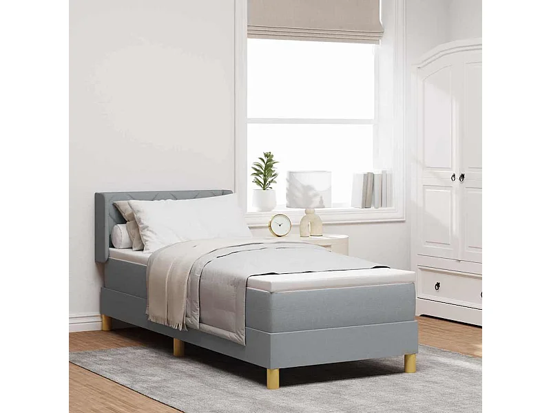 Cama con Somier con colchón Gris claro 80 x 200 cm tela