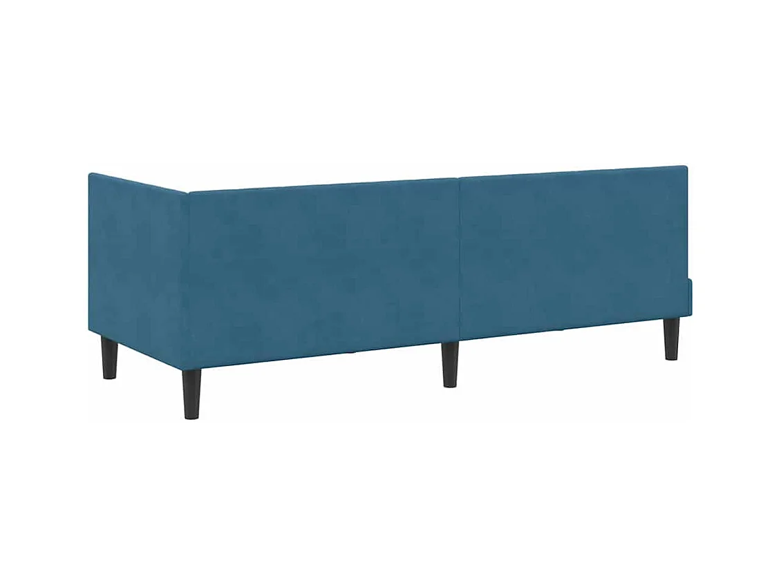 Cadre de lit d'angle avec matelas Bleu 80 x 200 cm Velours
