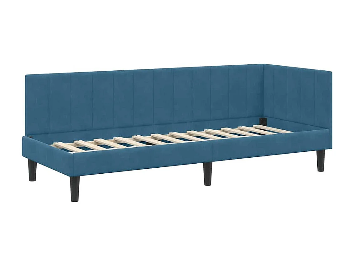 Estrutura de Cama de Canto com colchão Azul 80 x 200 cm Veludo