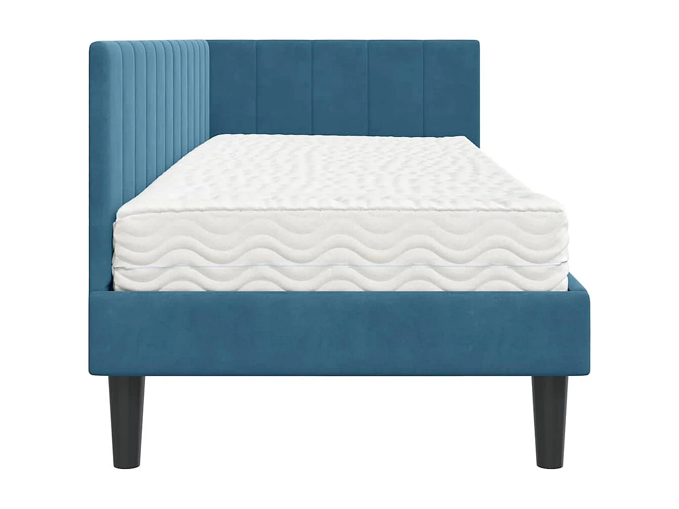Estrutura de Cama de Canto com colchão Azul 80 x 200 cm Veludo