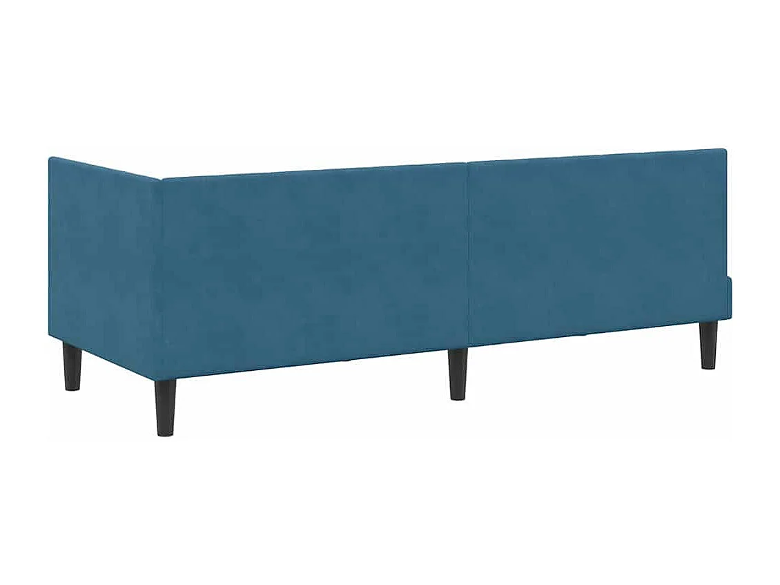 Estrutura de Cama de Canto com colchão Azul 80 x 200 cm Veludo