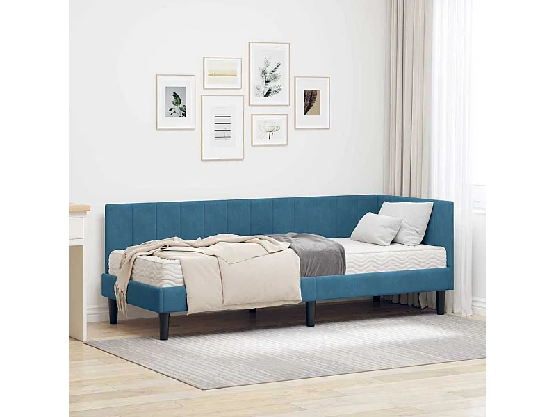 met matras met hoofdeinde Blauw 80 x 200 cm Fluweel