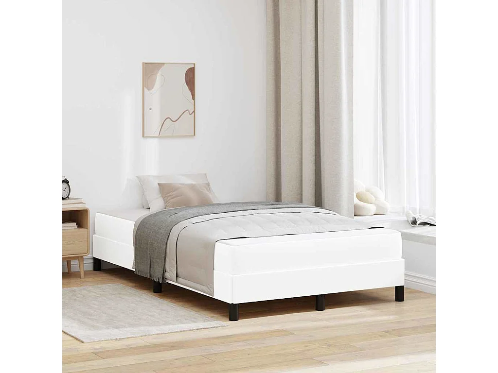 Cama con colchón Blanco puro 120 x 190 cm Cuero sintético