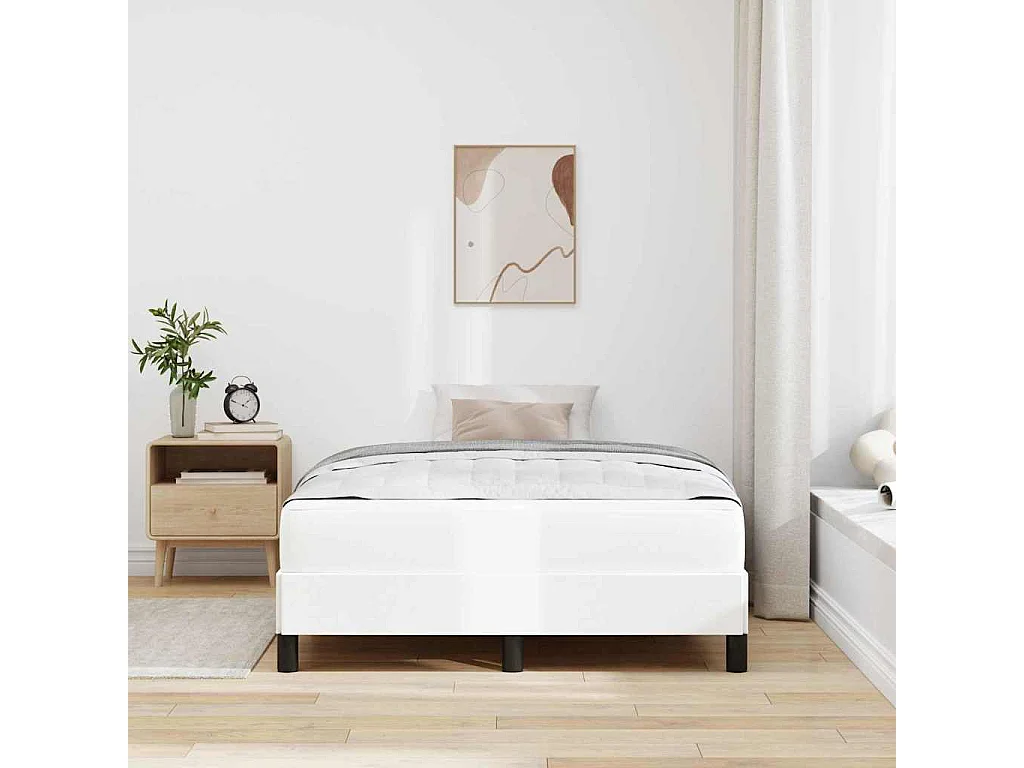 Cama con colchón Blanco puro 120 x 190 cm Cuero sintético