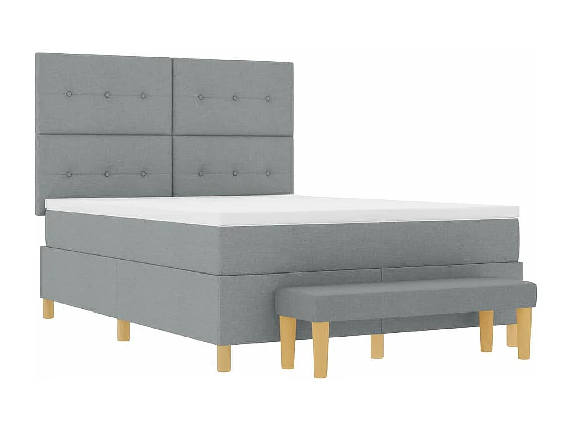 Cadre de lit avec matelas Gris clair 140 x 190 cm tissu