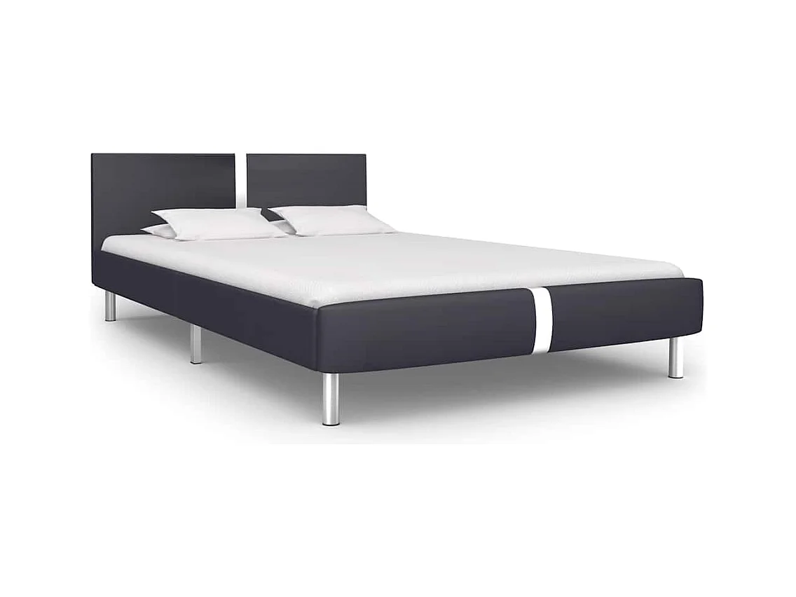 Estrutura de cama sem colchão 135x190 cm couro artificial preto