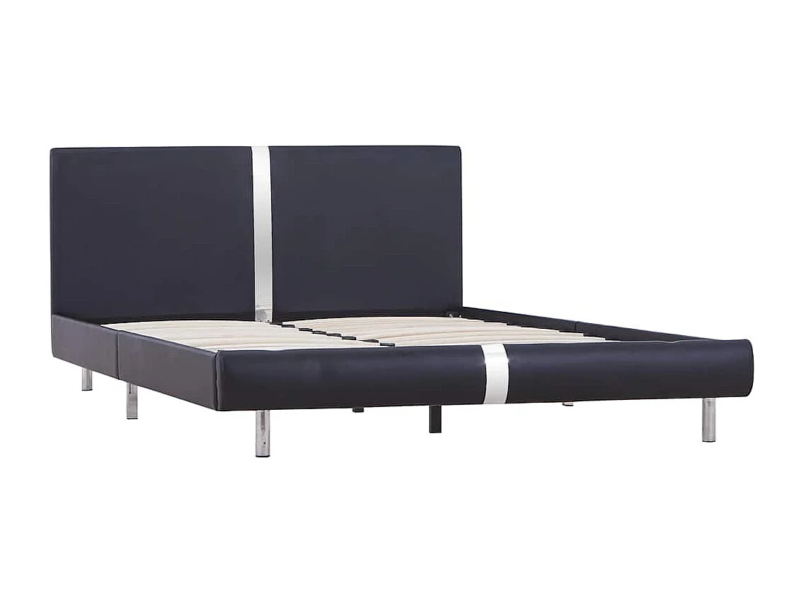 Estructura de cama sin colchón cuero sintética negra 135x190 cm