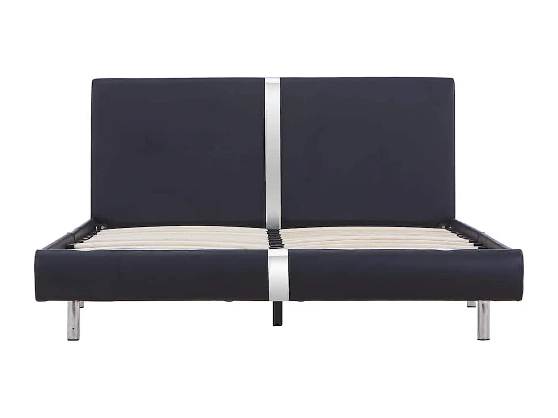 Estructura de cama sin colchón cuero sintética negra 135x190 cm