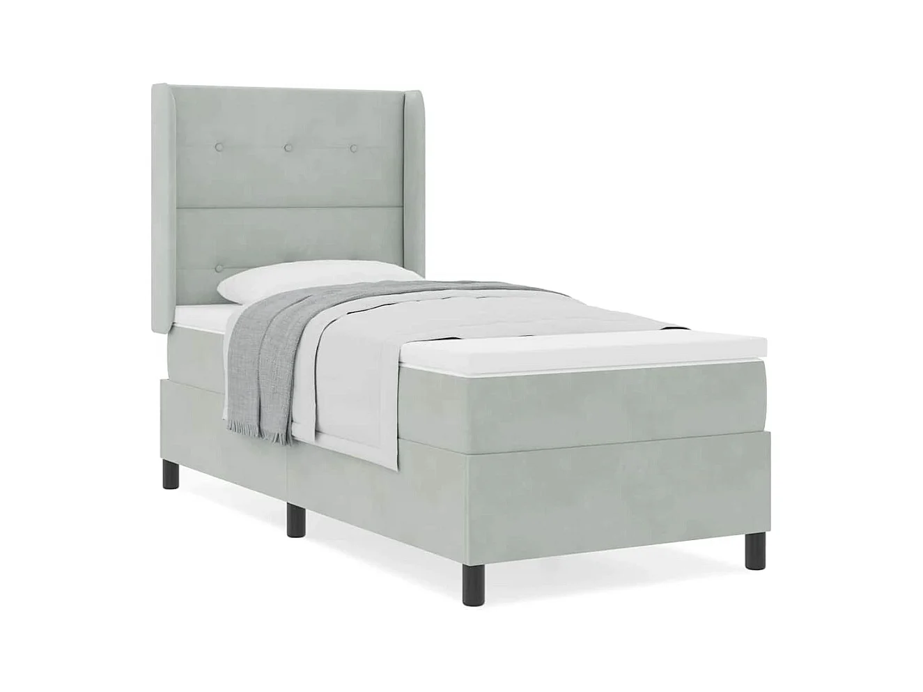 Cadre de lit avec tête de lit Gris clair 80 x 200 cm Velours