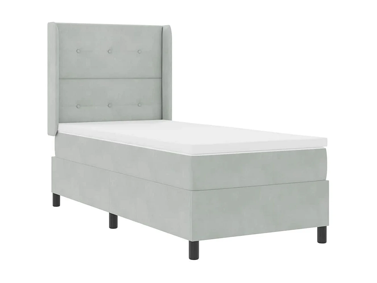 Cama tipo Box Spring Gris claro 80 x 200 cm Terciopelo